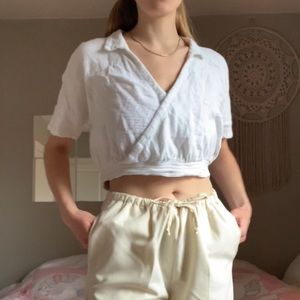 White Cropped Relaxed Blouse